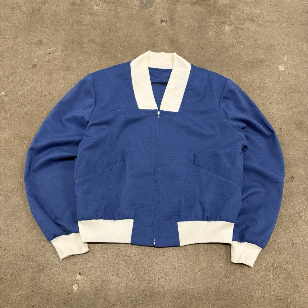 VINTAGE 60s HANDMADE FULL ZIP BOXY CROPPED WOVEN JACKET XS TALON ZIP